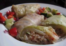 Greek Meatless Stuffed Cabbage Rolls with Rice (Lahanodolmathes Orphana)